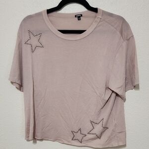 Monrow Pink Graphic Crop Tee